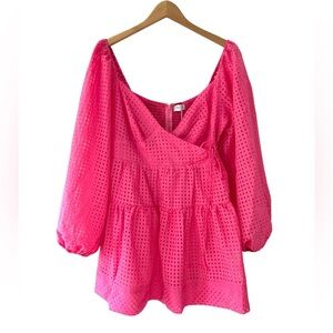 Petal & Pup women’s Augusta mini dress XL magenta pink puff sleeve lined NWT